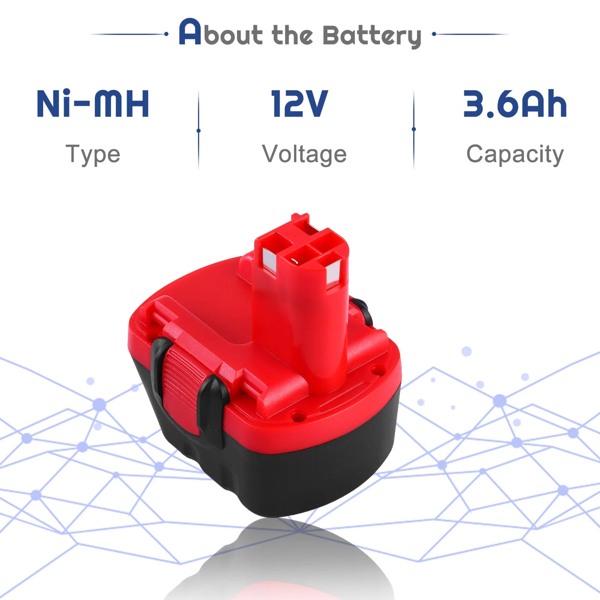 12V 3.6Ah Ni-MH Replacement Battery for Bosch Cordless Power Tool P411100
