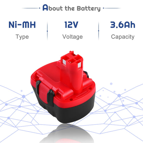 12V 3.6Ah Ni-MH Replacement Battery for Bosch Cordless Power Tool P411100