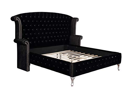Queen Tufted Upholstered Bed Black N840