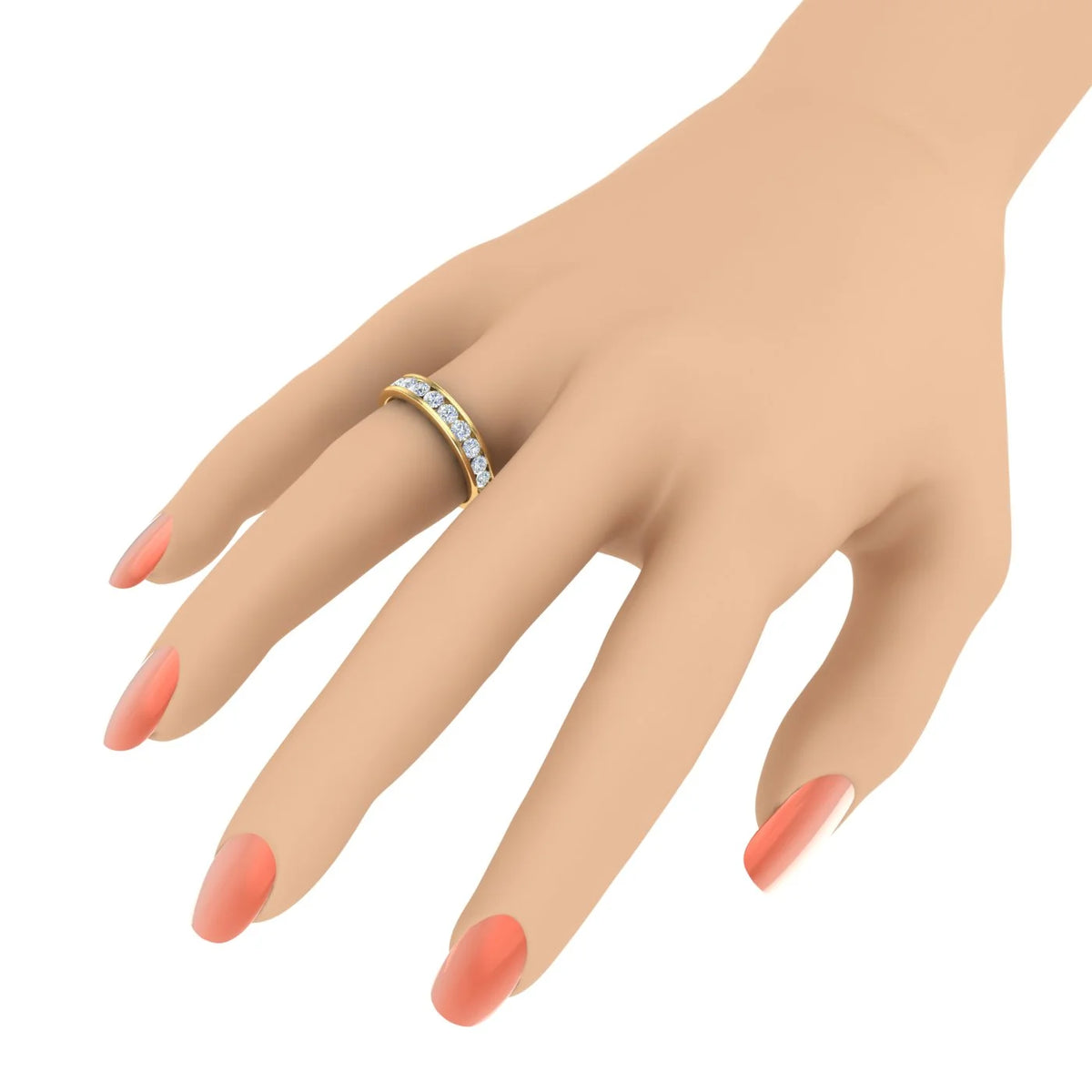 14K Yellow Gold Diamond Wedding Band Ring U8725