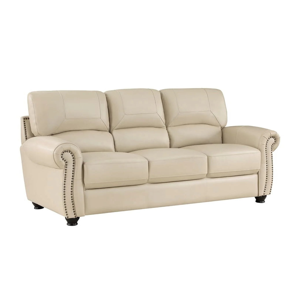 Leather 2-Piece Upholstered Sofa Set in Cream B824061