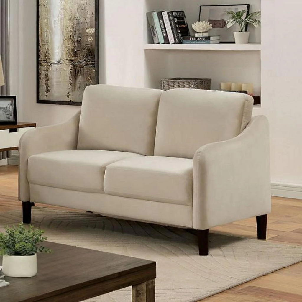 Beige Flannelette Living Room Set 3pcs S1684