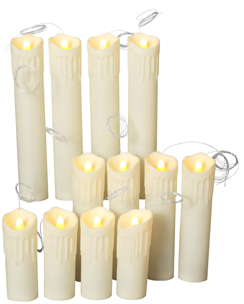 Set of 12 Battery Operated Floating Hanging Candles T700