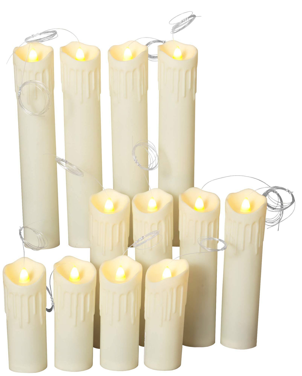 Set of 12 Battery Operated Floating Hanging Candles T700