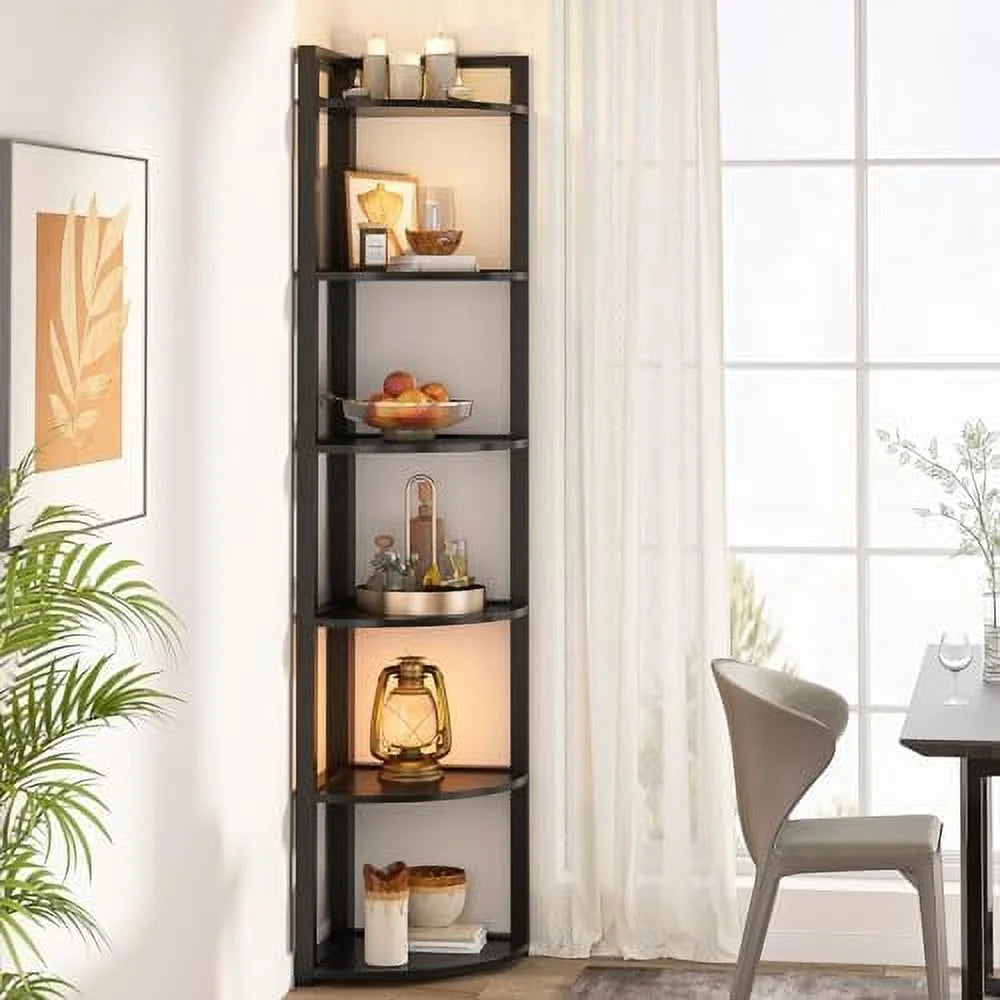 6 Tier 70.9 Inch Tall Corner Bookshelf A325138