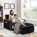 Beige Velvet Convertible Chair Bed L1047