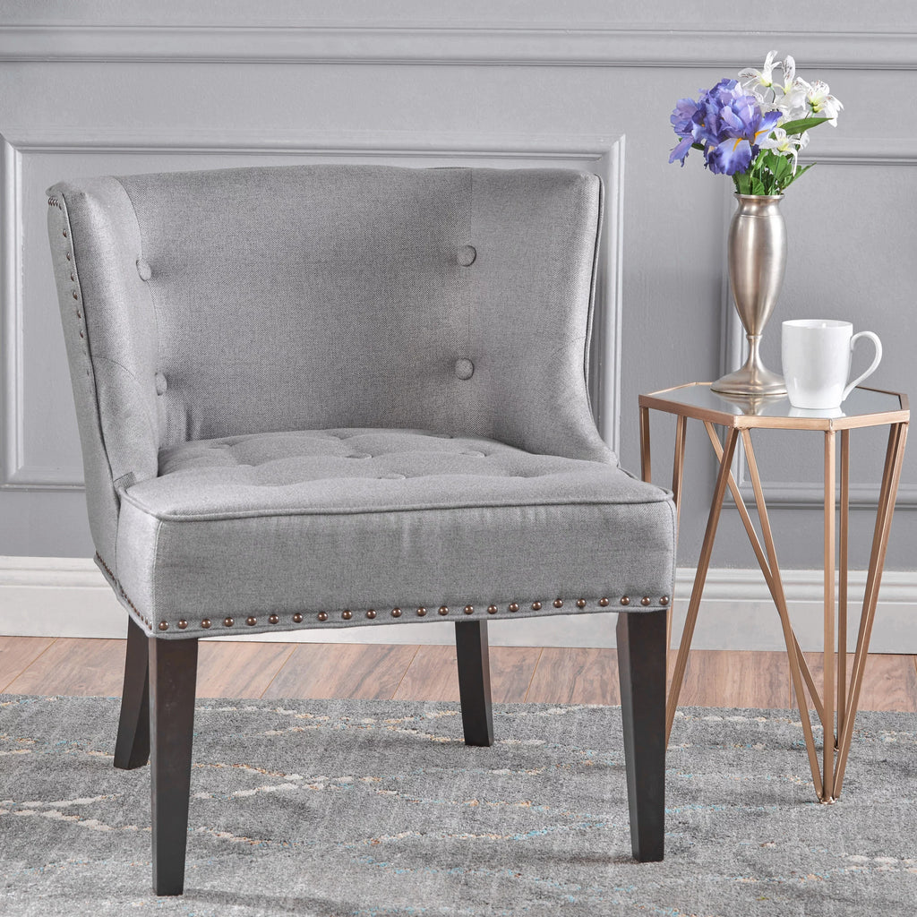 Gray Fabric Slipper Chair F70050