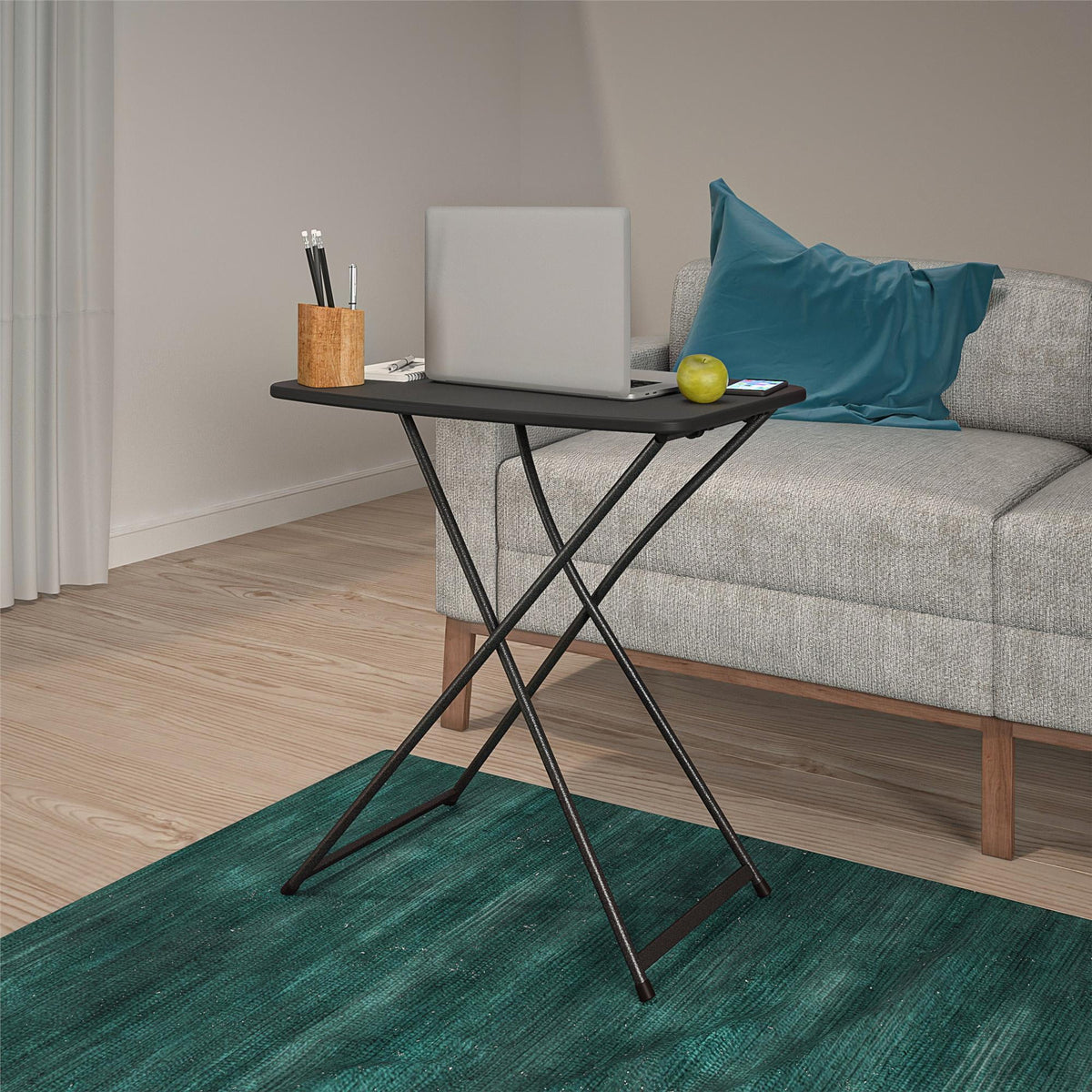 Black Adjustable Height Folding Table, 2 pack I5992