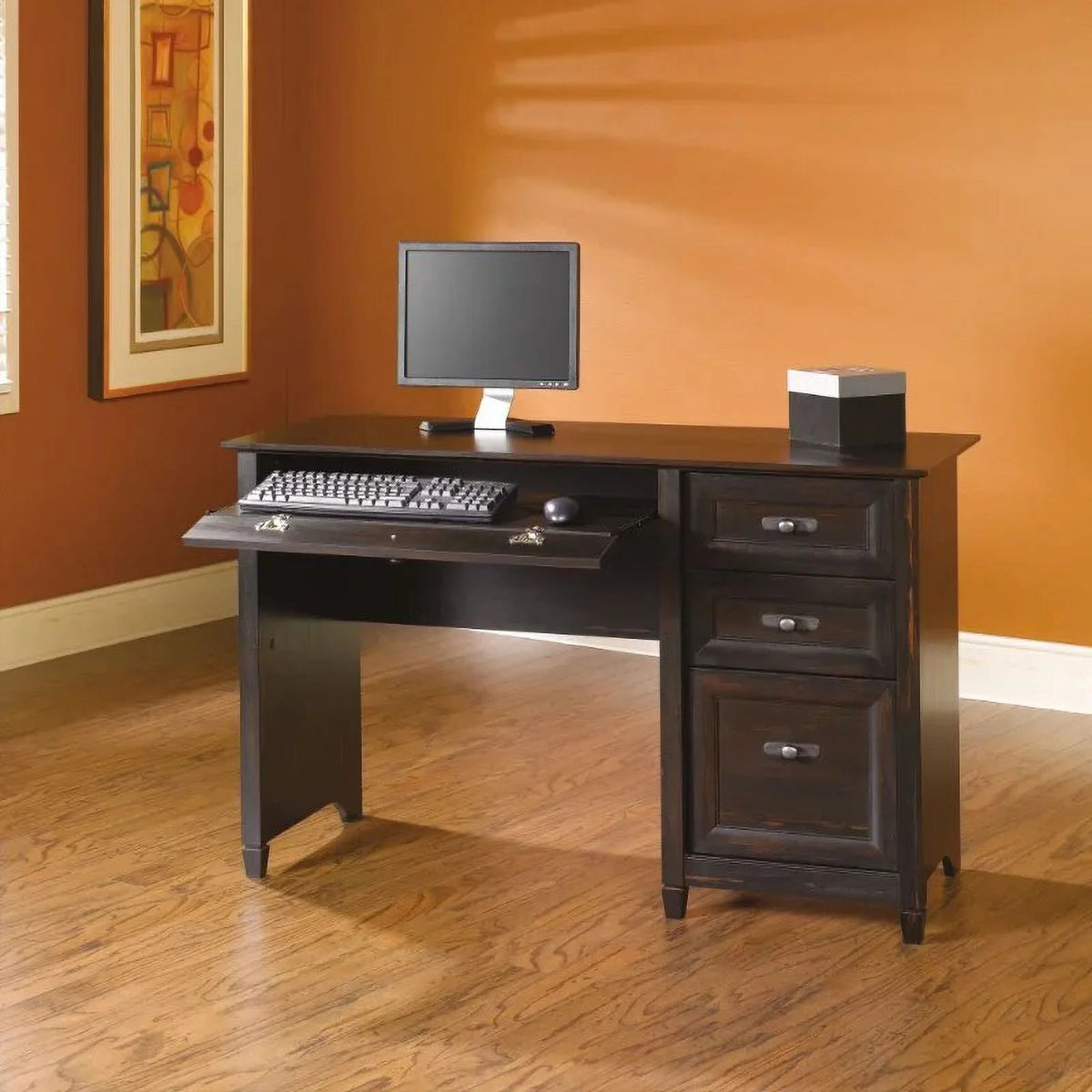 Antiqued Black Paint Finish Computer Desk T443691