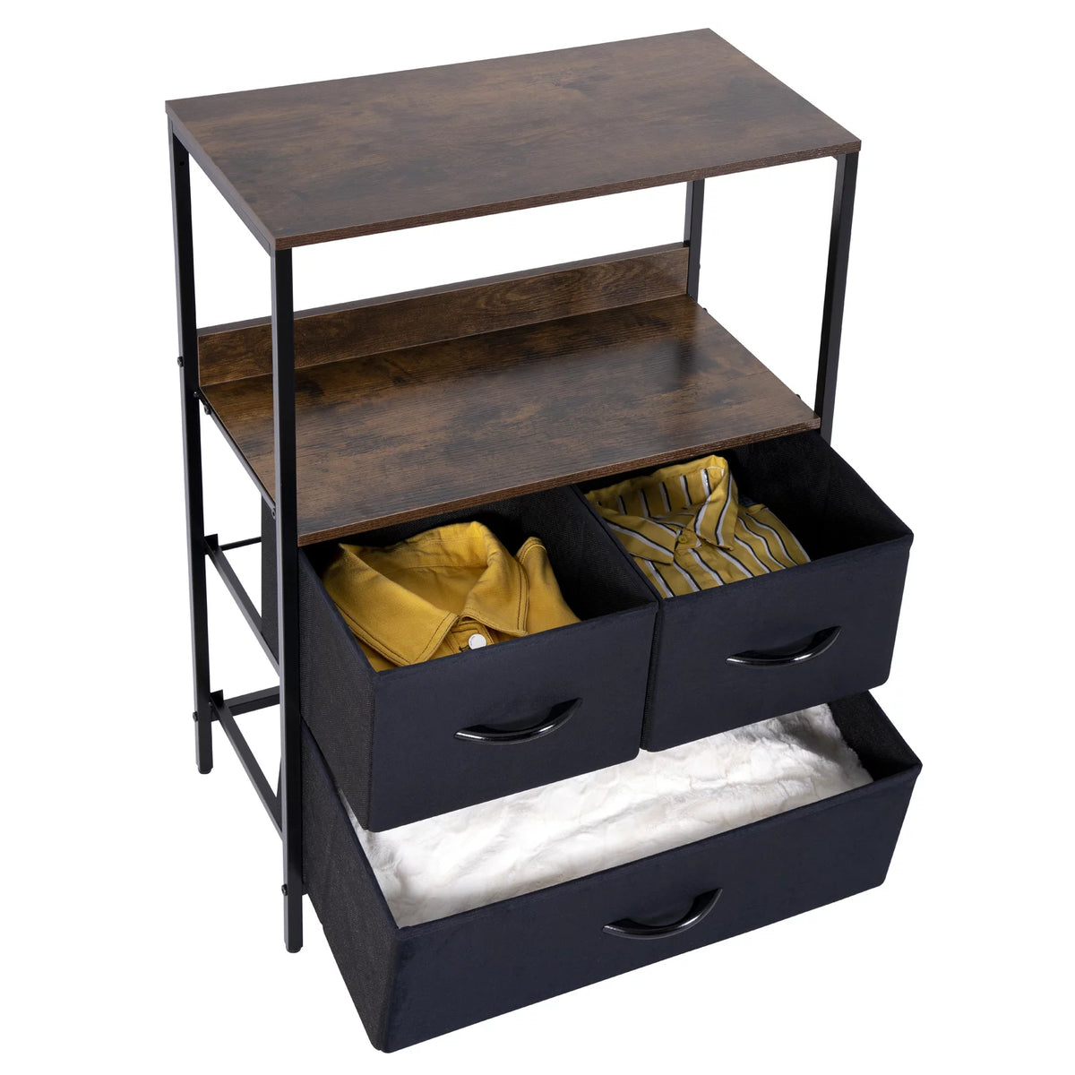 3 Fabric Drawers Nightstand I311516