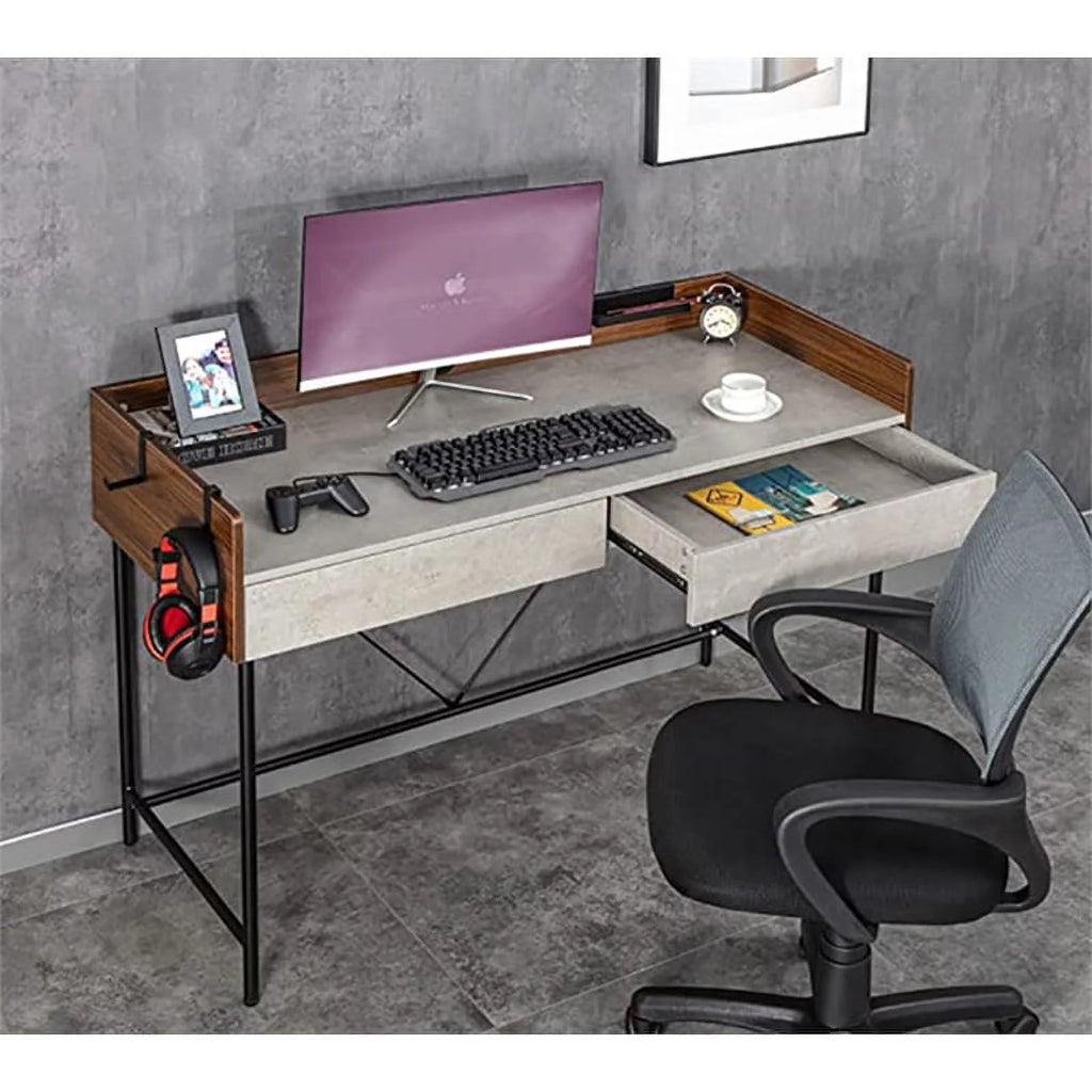 Walnut Cement Writing Desk with Drawers H46442