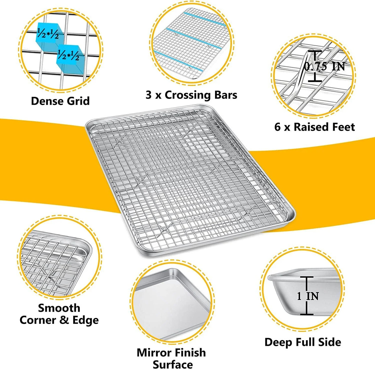 16'' Stainless Steel Baking Sheet with Cooling Rack Set I474646