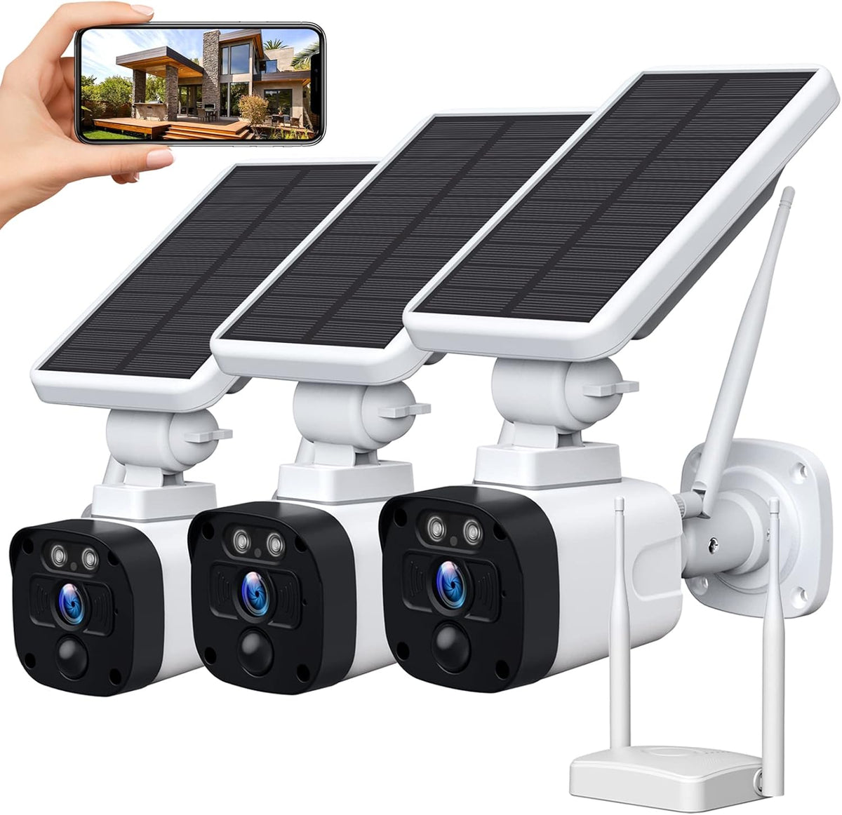 Solar Security Camera System Outdoor Wireless WiFi 4 Pack 3MP L55383