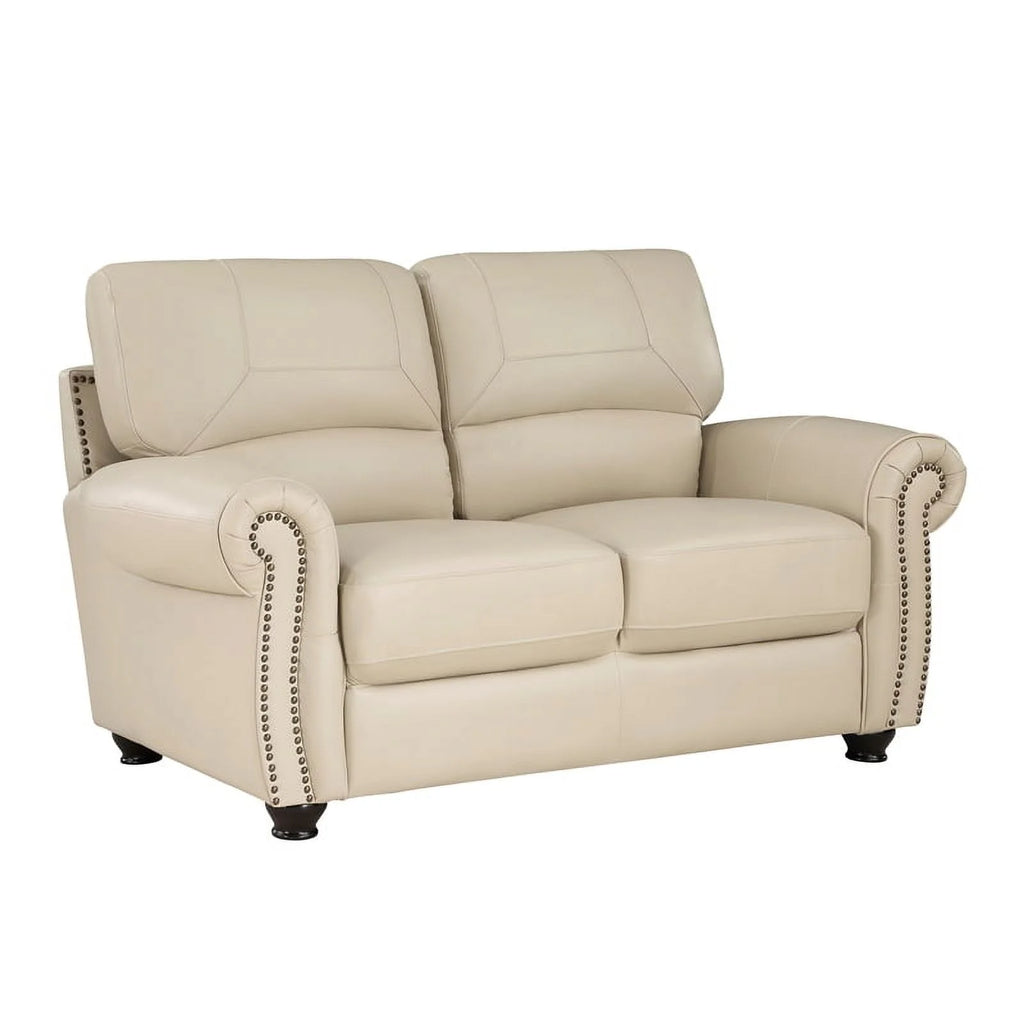 Leather 2-Piece Upholstered Sofa Set in Cream B824061