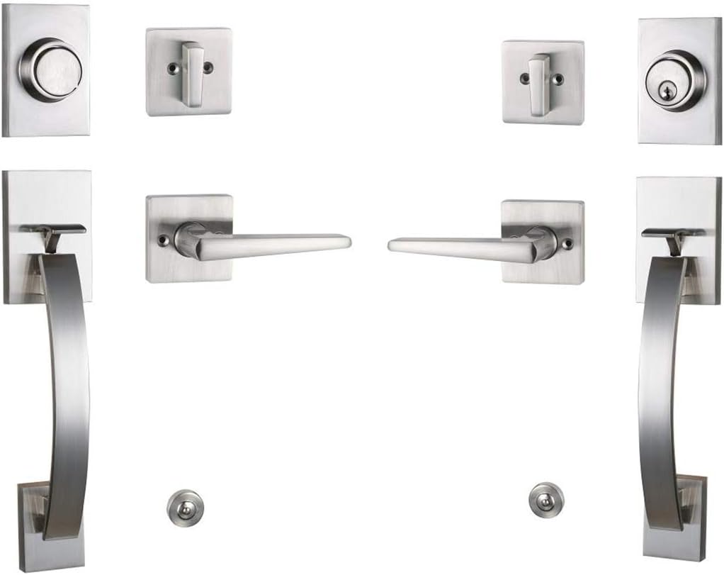Satin Nickel Keyed and Dummy Handleset P739