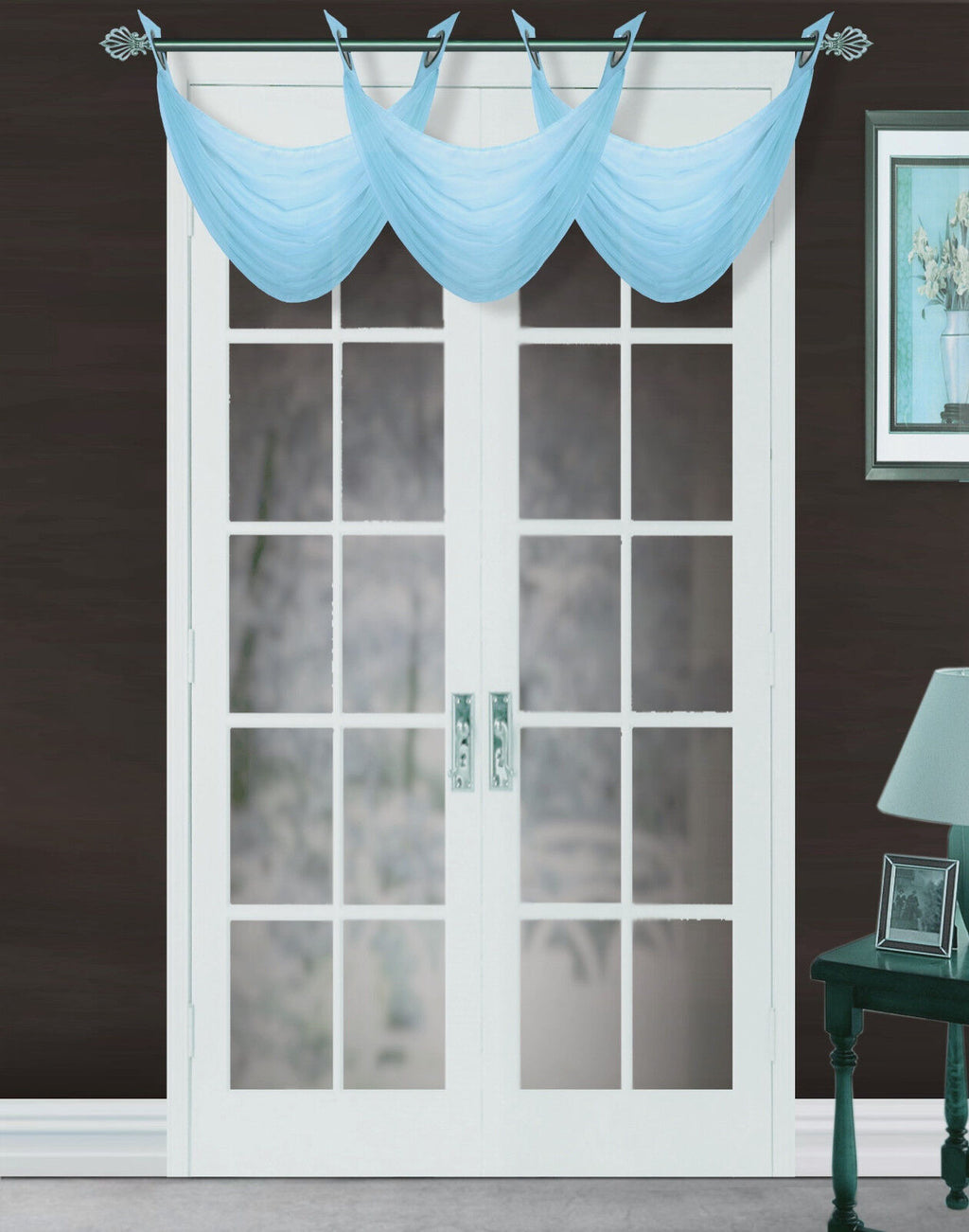 Bronze Grommet Voile Sheer Window Valance Swag Topper F964