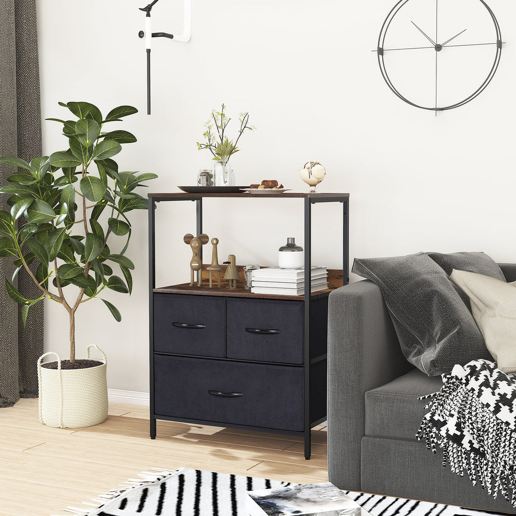 3 Fabric Drawers Nightstand I311516