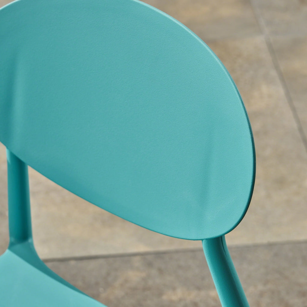Teal Plastic Stacking Dining Chairs Set of 4 K872