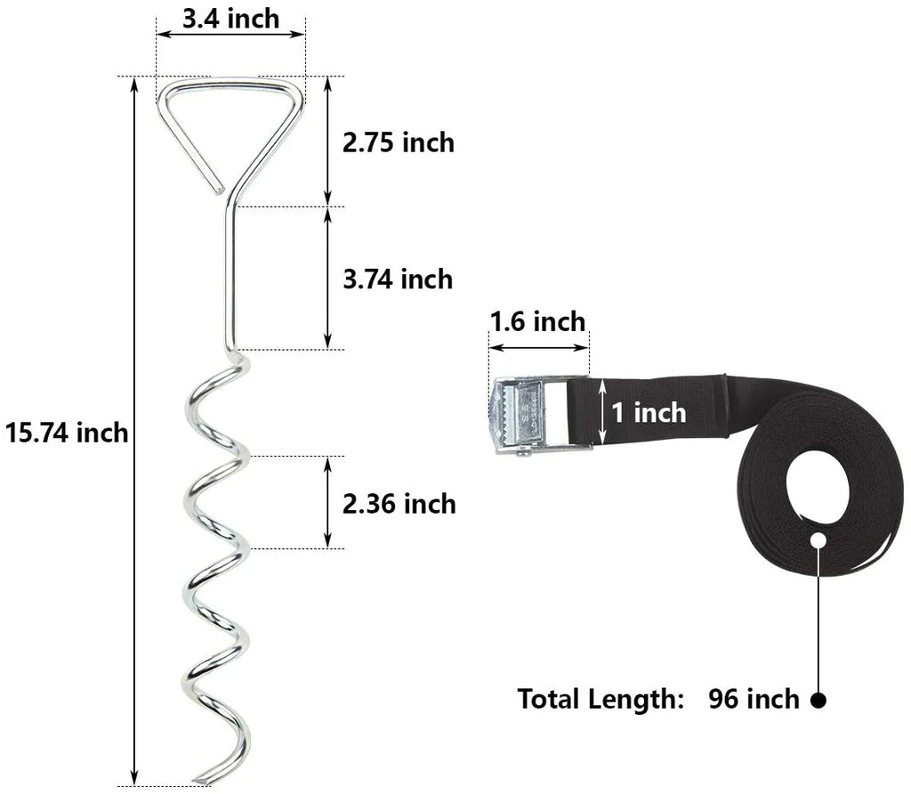 Heavy Duty Spiral Trampoline Ground Anchor Kit 4 Pcs C5483