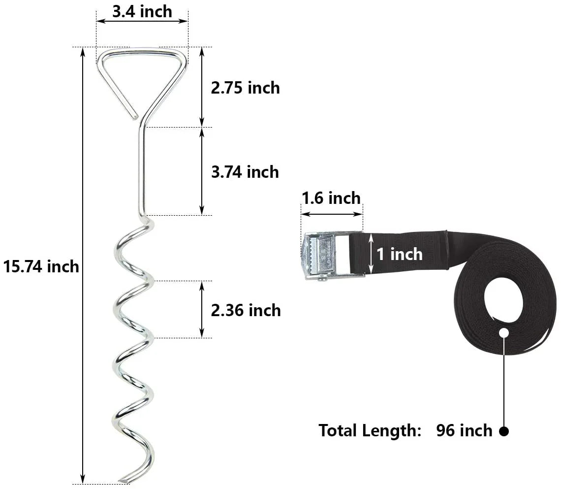 Heavy Duty Spiral Trampoline Ground Anchor Kit 4 Pcs C5483