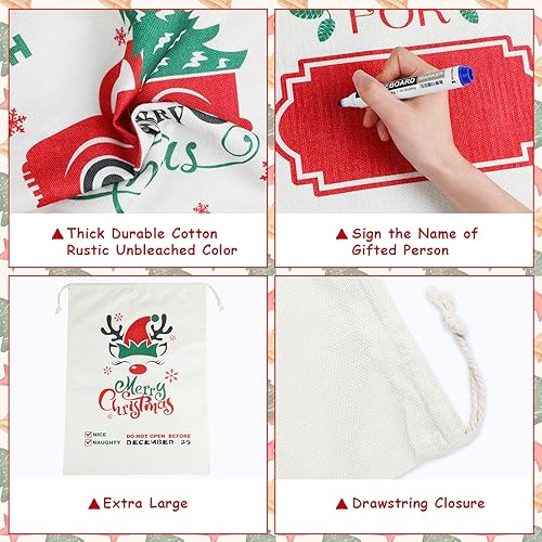 3Pack Christmas Santa Burlap Sacks with Drawstring 26" x 19" Large F5081