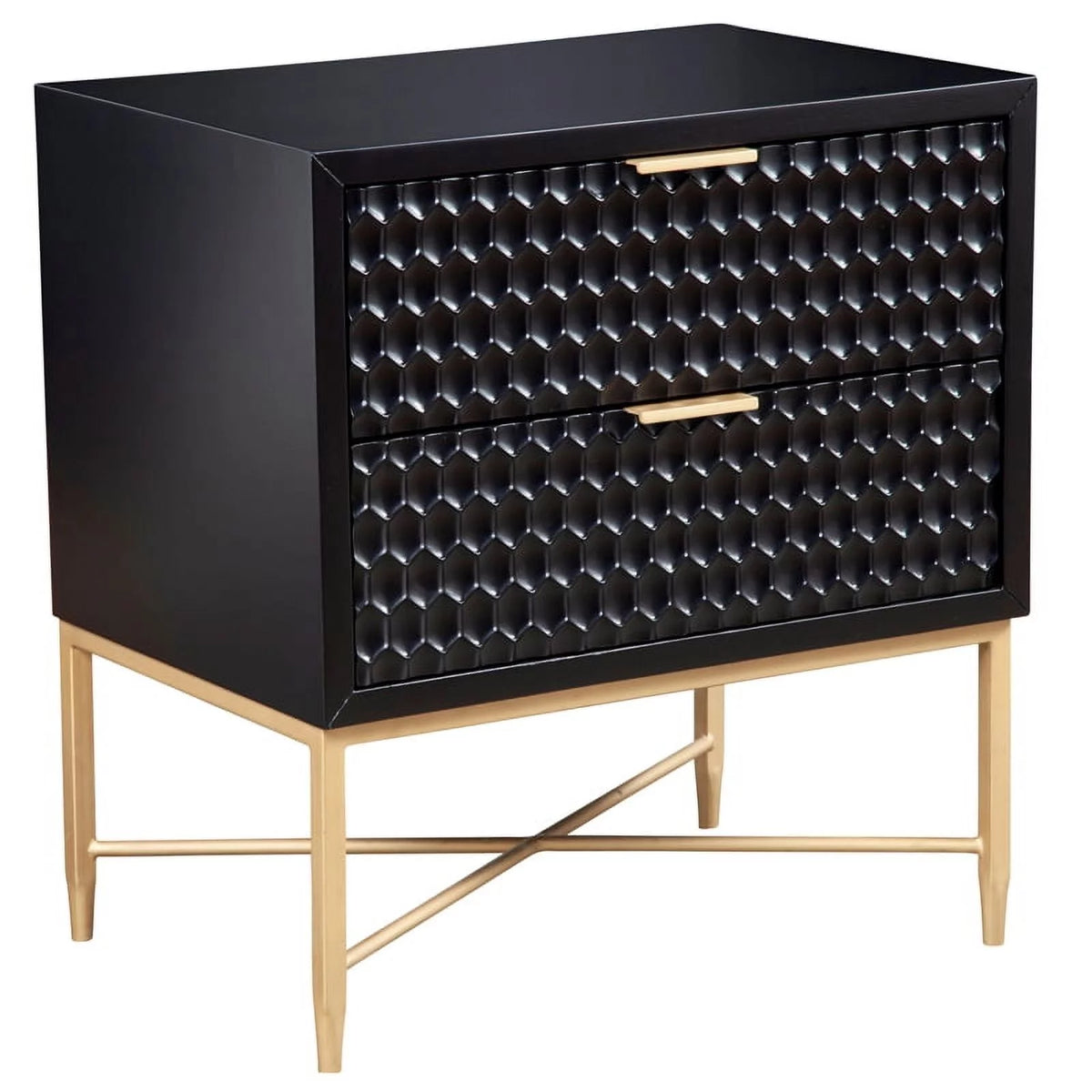2 Piece Nightstand and Wood Chest Furniture Set in Black C377