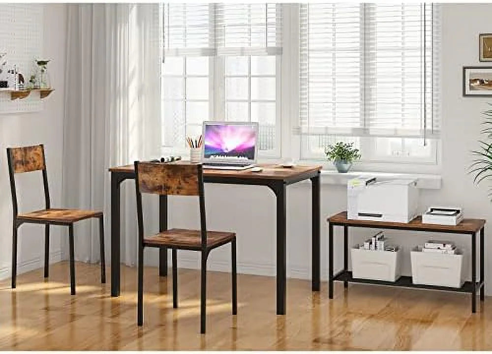 4 Piece Wooden Dining Table Set with Metal Legs Z275493