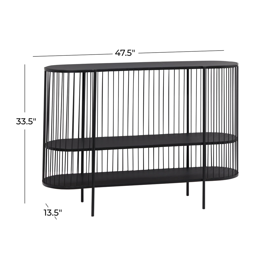 48" x 34" Black Metal 2 Shelf Console Table G2855