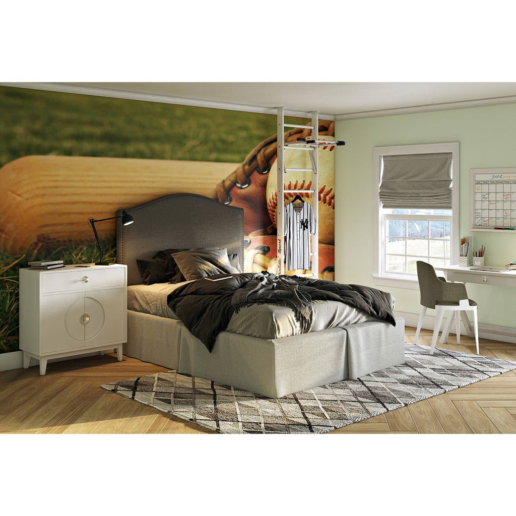 Gray Upholstered Camelback Full Queen Panel Headboard V98550