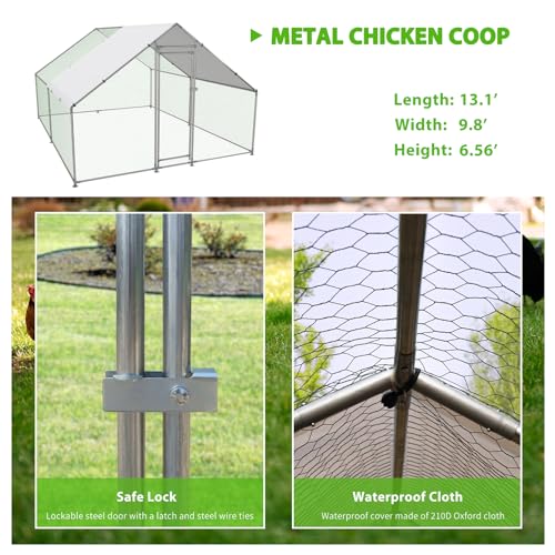 Large Metal Walk-in Chicken Coop with Anti-UV Cover C308
