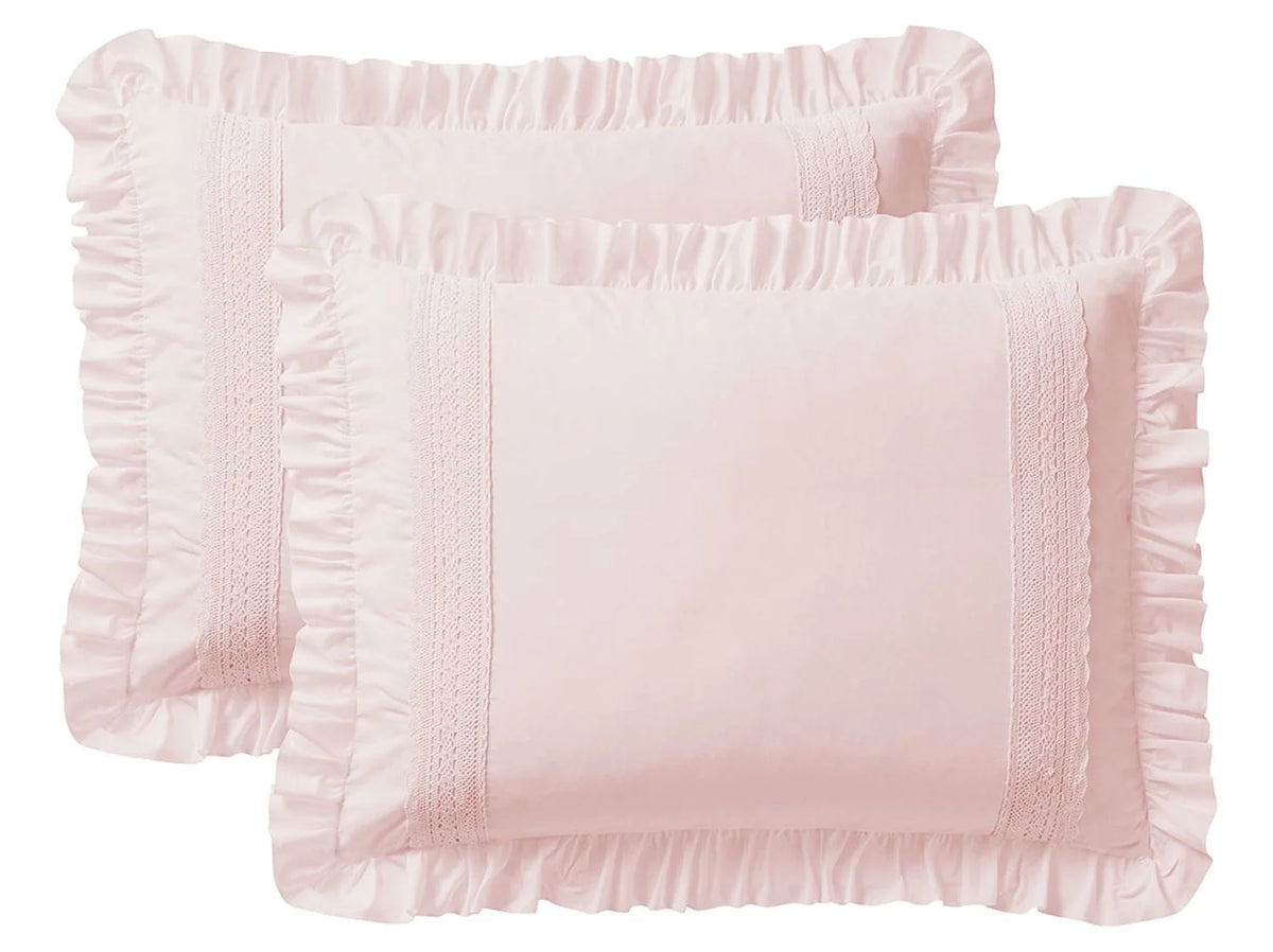 Pink Crochet Stripe 4-Piece Microfiber Comforter Set U963996