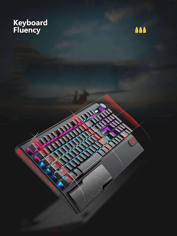 104-Keys Black Sandblast Metal Panel Gaming Keyboard with Mouse and Mouse Pads O46968