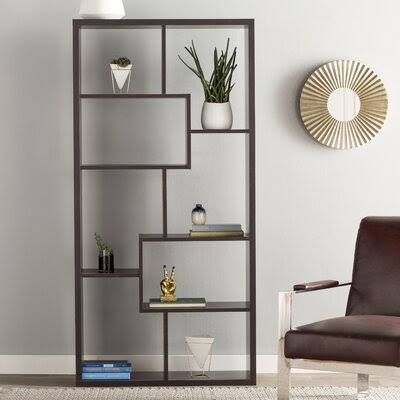 Dark Walnut Geometric Bookcase Z684