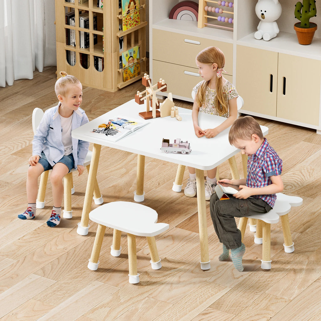 Wood Toddler Table and Chairs Set with 4 Chairs Q35989