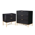 2 Piece Nightstand and Wood Chest Furniture Set in Black C377