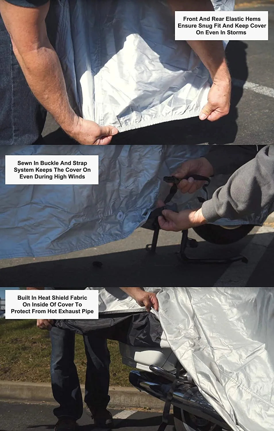 Motorcycle Cover with Reinforced Securing Straps and Storage Bag N5709