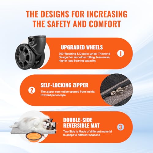Airline Approved Expandable Rolling Pet Carrier with Telescopic Handle Q141910