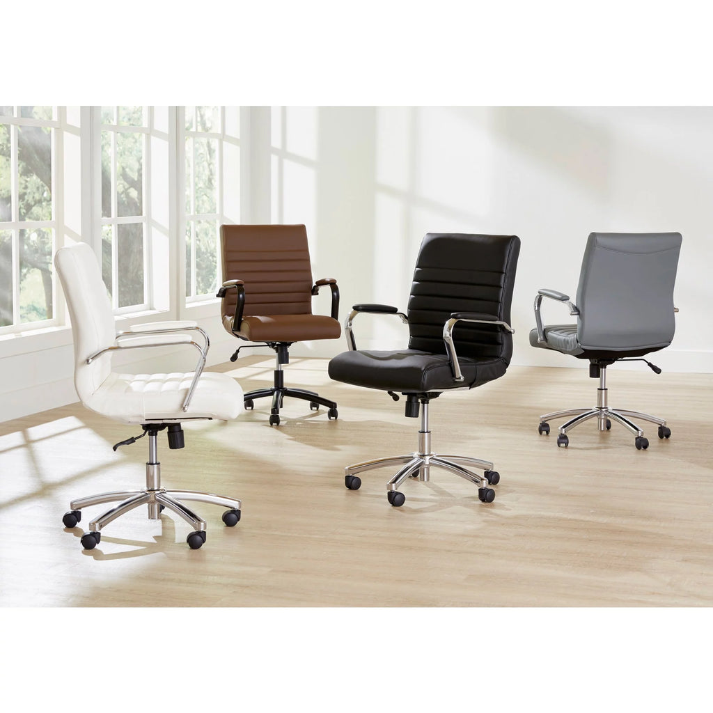 Gray Bonded Leather Mid-Back Chair H7944