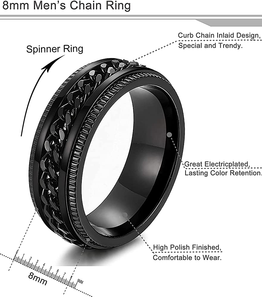 Black Fidget Spinner Ring Size 7 Z163