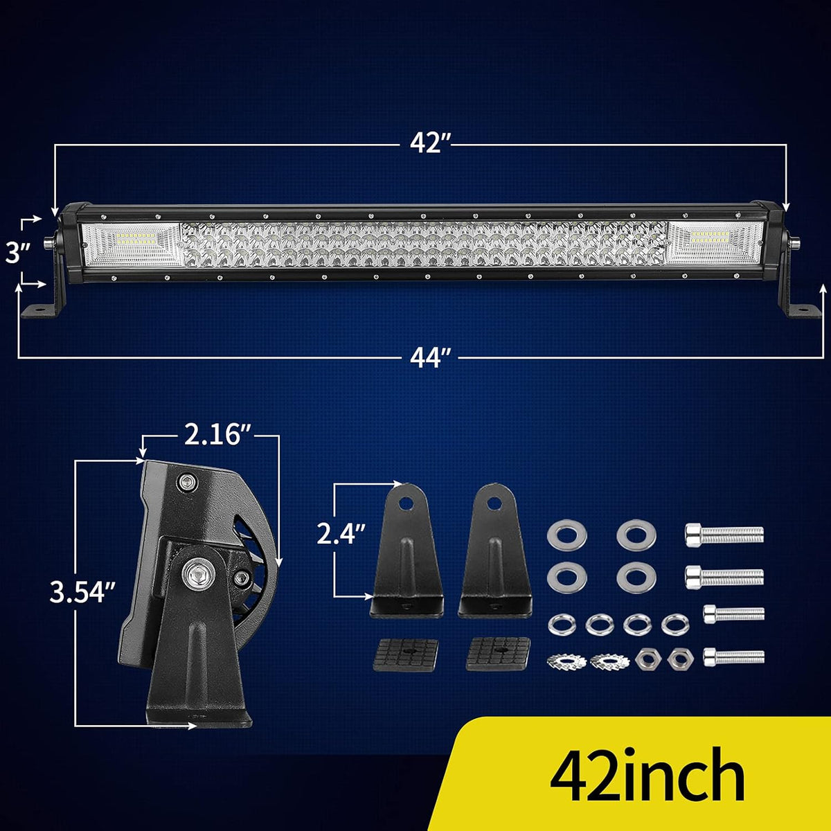 42" Curved LED Light Bar Triple Row 540W 54000LM Off Road Driving Light Pack of 2 C61993