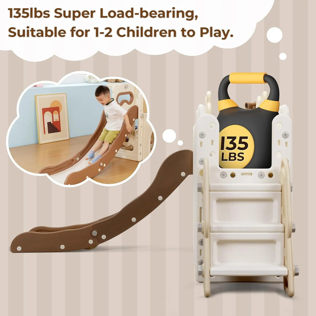 5-in-1 Kids Slide and Climber with Basketball Hoop M307676