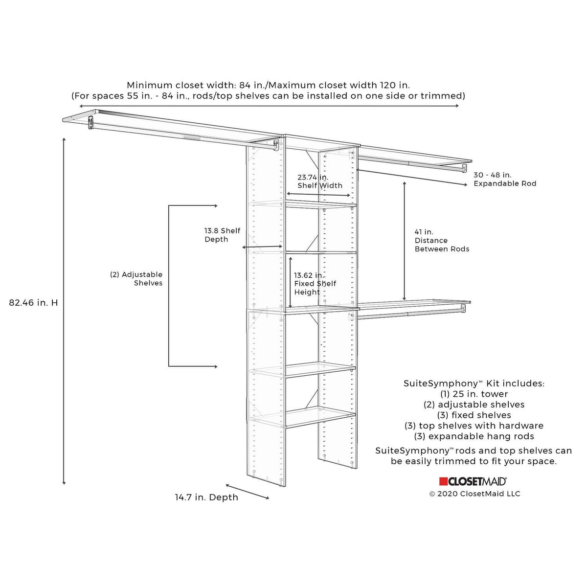 Natural Gray Closet Organizer with Shelves G16108
