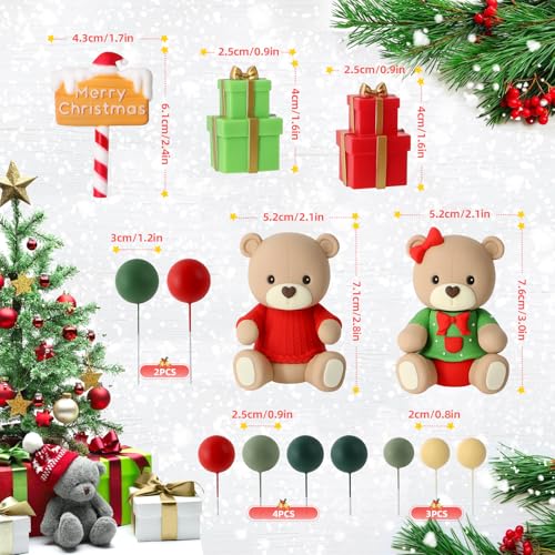 14pcs Christmas Cake Topper with Bear Gifts Balls N835