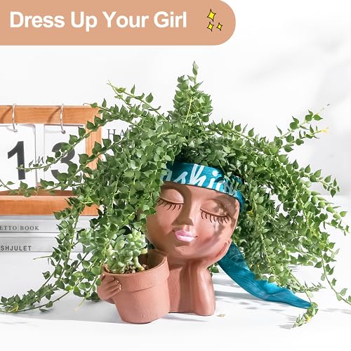 Khaki Lady Face Planter Pot with Drainage Hole Z56420