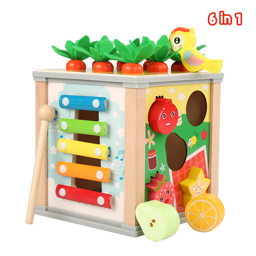 6-in-1 Wooden Blocks Shape Sorter Montessori Toys S92194