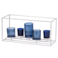 16.5" Matte White and Blue Five Votive Candleholder N604708
