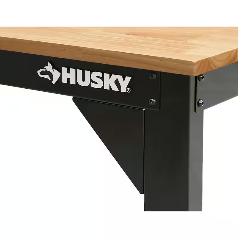Solid Wood Top Workbench in Black W859102