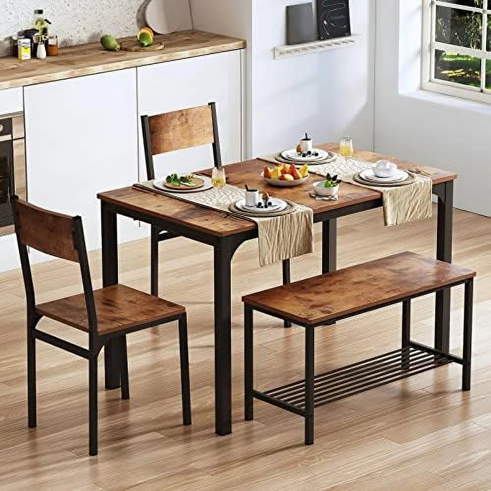 4 Piece Wooden Dining Table Set with Metal Legs Z275493