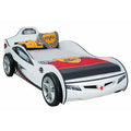 White Twin Car Bed Frame E84457