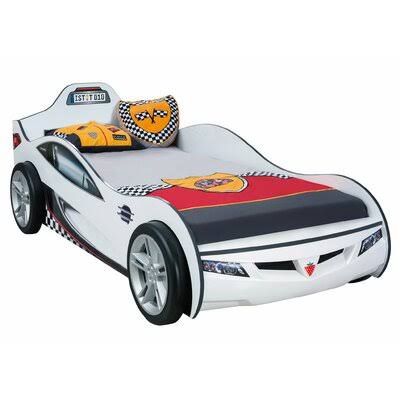 White Twin Car Bed Frame E84457
